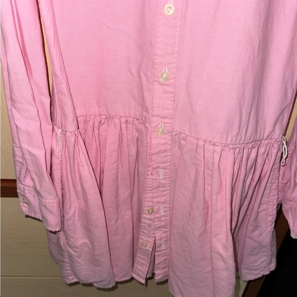 Ralph Lauren Girls Pink Pintuck Button Front Dress Size 10
